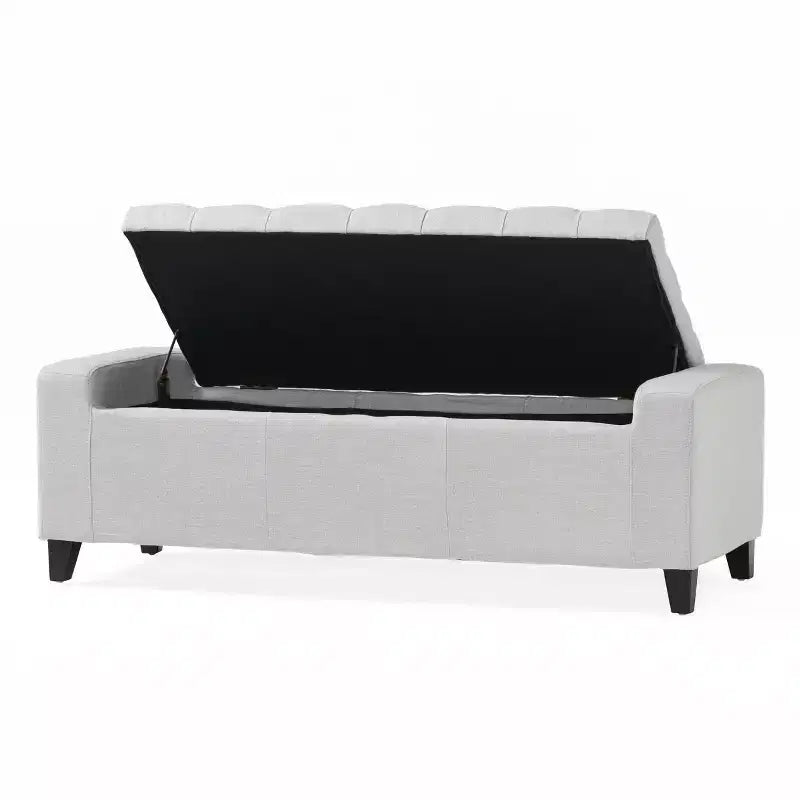 Banc de rangement capitonné – Pieds en bouleau marron foncé, 50 po l, capacité de 113 kg