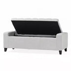 Banc de rangement capitonné – Pieds en bouleau marron foncé, 50 po l, capacité de 113 kg