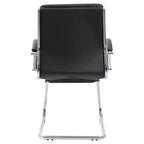 Fauteuil visiteur de direction contemporain – Similicuir gris, accoudoirs et piètement chromés, capacité de 125 kg