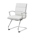Fauteuil visiteur de direction contemporain – Similicuir gris, accoudoirs et piètement chromés, capacité de 125 kg