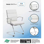 Fauteuil visiteur de direction contemporain – Similicuir gris, accoudoirs et piètement chromés, capacité de 125 kg