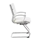Fauteuil visiteur de direction contemporain – Similicuir gris, accoudoirs et piètement chromés, capacité de 125 kg