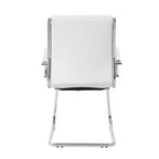 Fauteuil visiteur de direction contemporain – Similicuir gris, accoudoirs et piètement chromés, capacité de 125 kg