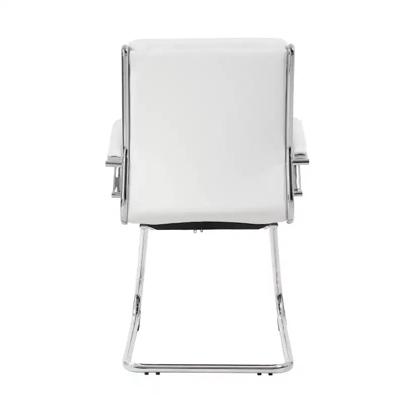 Fauteuil visiteur de direction contemporain – Similicuir gris, accoudoirs et piètement chromés, capacité de 125 kg