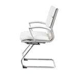 Fauteuil visiteur de direction contemporain – Similicuir gris, accoudoirs et piètement chromés, capacité de 125 kg