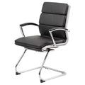 Fauteuil visiteur de direction contemporain – Similicuir gris, accoudoirs et piètement chromés, capacité de 125 kg