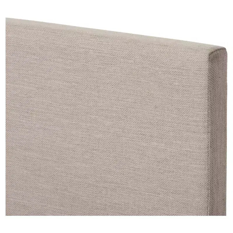 Lit plateforme grand format avec tête de lit capitonnée piquée – Polyester beige clair, sommier tapissier non requis