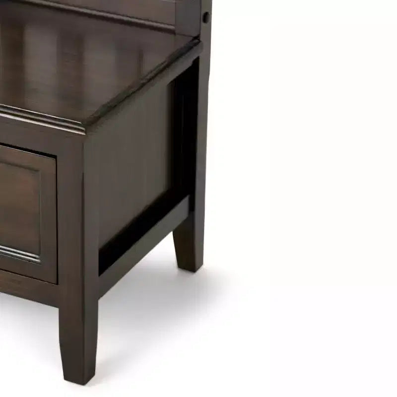Banc de rangement d'entrée de 42 po avec 2 tiroirs – Pin massif, poignées en bronze antique, 2 places