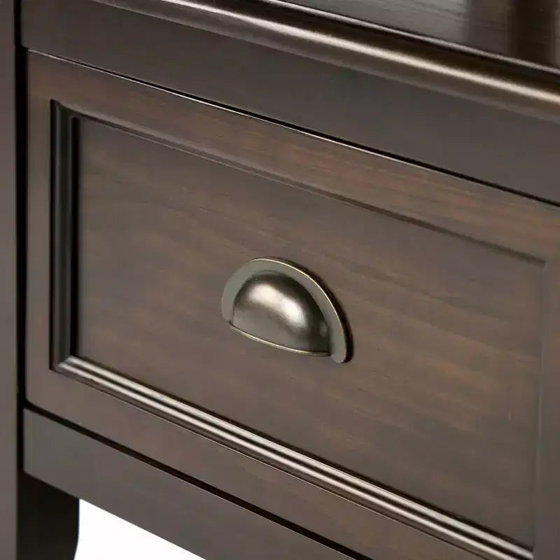 Banc de rangement d'entrée de 42 po avec 2 tiroirs – Pin massif, poignées en bronze antique, 2 places