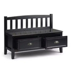 Banc de rangement d'entrée de 42 po avec 2 tiroirs – Pin massif, poignées en bronze antique, 2 places