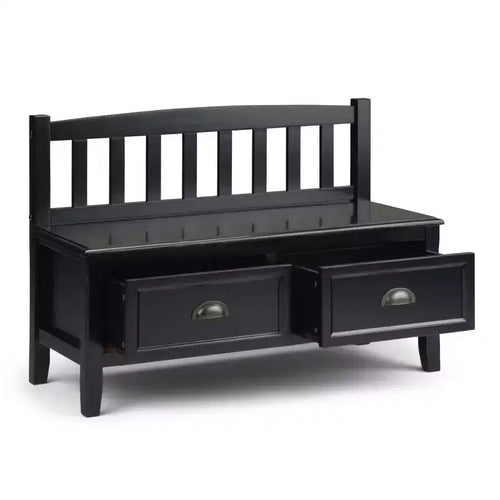 Banc de rangement d'entrée de 42 po avec 2 tiroirs – Pin massif, poignées en bronze antique, 2 places