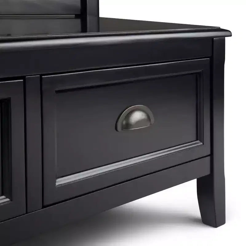 Banc de rangement d'entrée de 42 po avec 2 tiroirs – Pin massif, poignées en bronze antique, 2 places