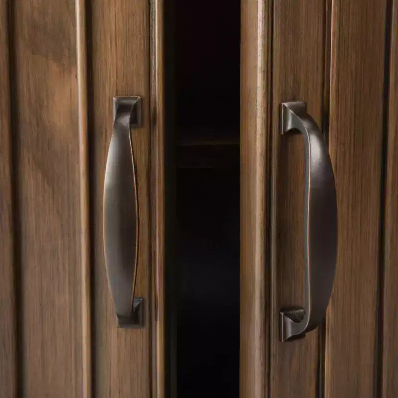 Meuble de rangement pour entrée 100 cm – Pin massif, 2 tiroirs et 2 portes, marron rustique vieilli naturel