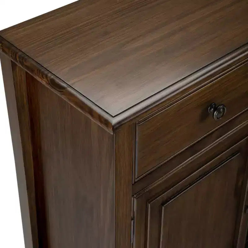 Meuble de rangement pour entrée 100 cm – Pin massif, 2 tiroirs et 2 portes, marron rustique vieilli naturel