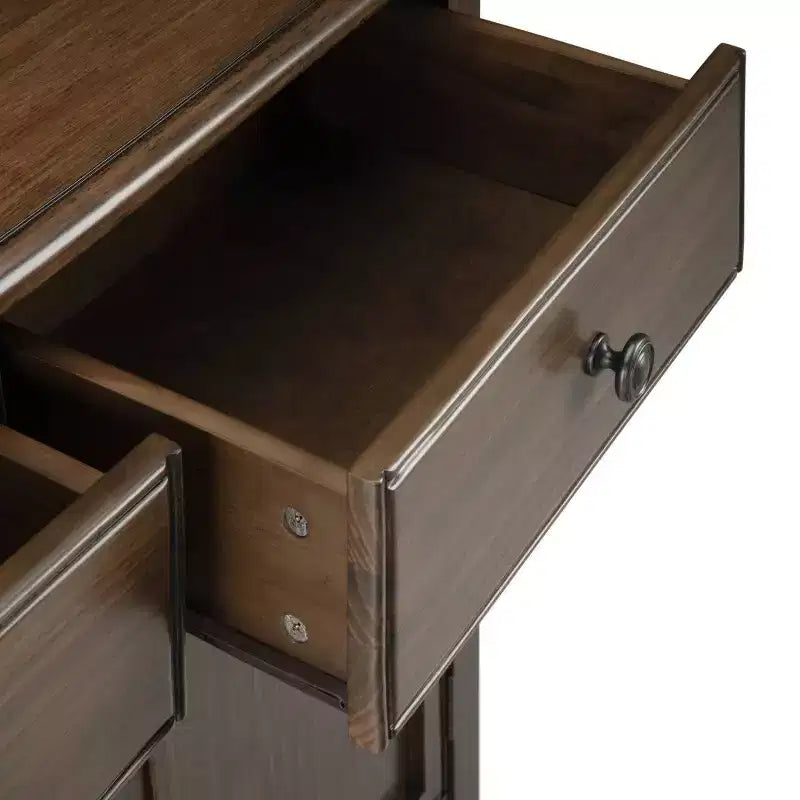 Meuble de rangement pour entrée 100 cm – Pin massif, 2 tiroirs et 2 portes, marron rustique vieilli naturel