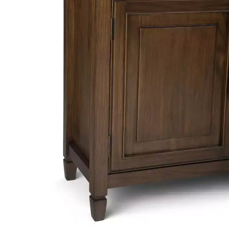 Meuble de rangement pour entrée 100 cm – Pin massif, 2 tiroirs et 2 portes, marron rustique vieilli naturel