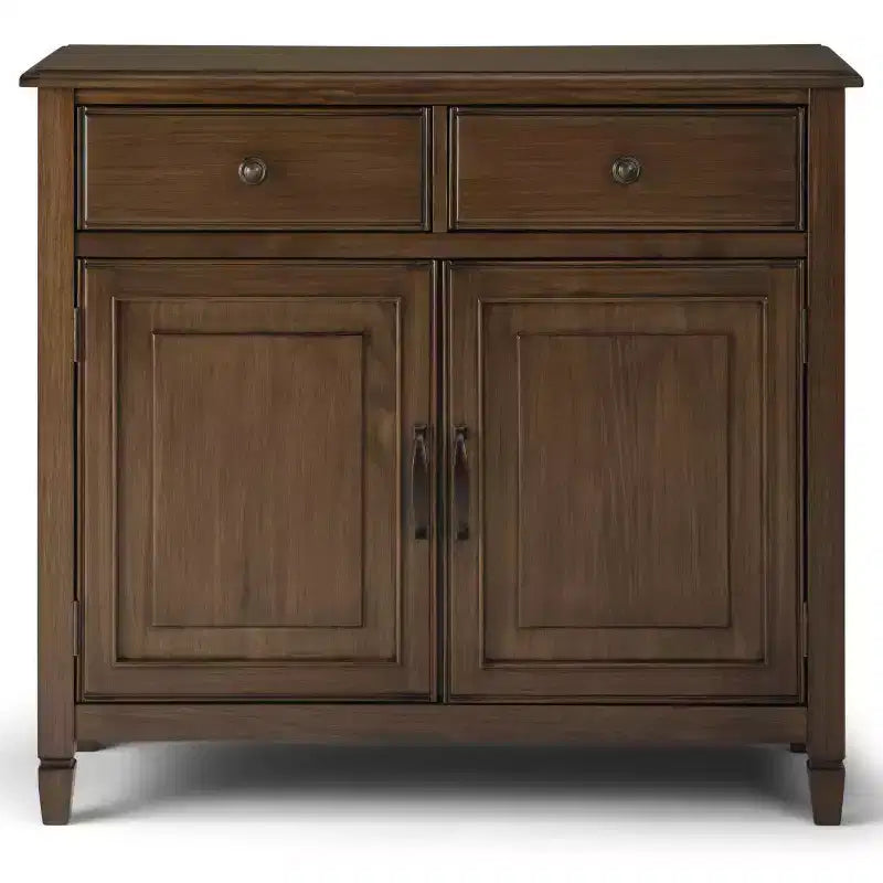 Meuble de rangement pour entrée 100 cm – Pin massif, 2 tiroirs et 2 portes, marron rustique vieilli naturel