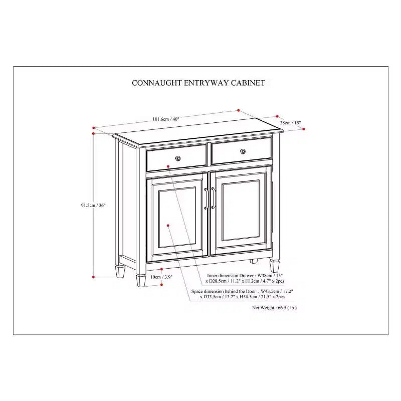 Meuble de rangement pour entrée 100 cm – Pin massif, 2 tiroirs et 2 portes, marron rustique vieilli naturel