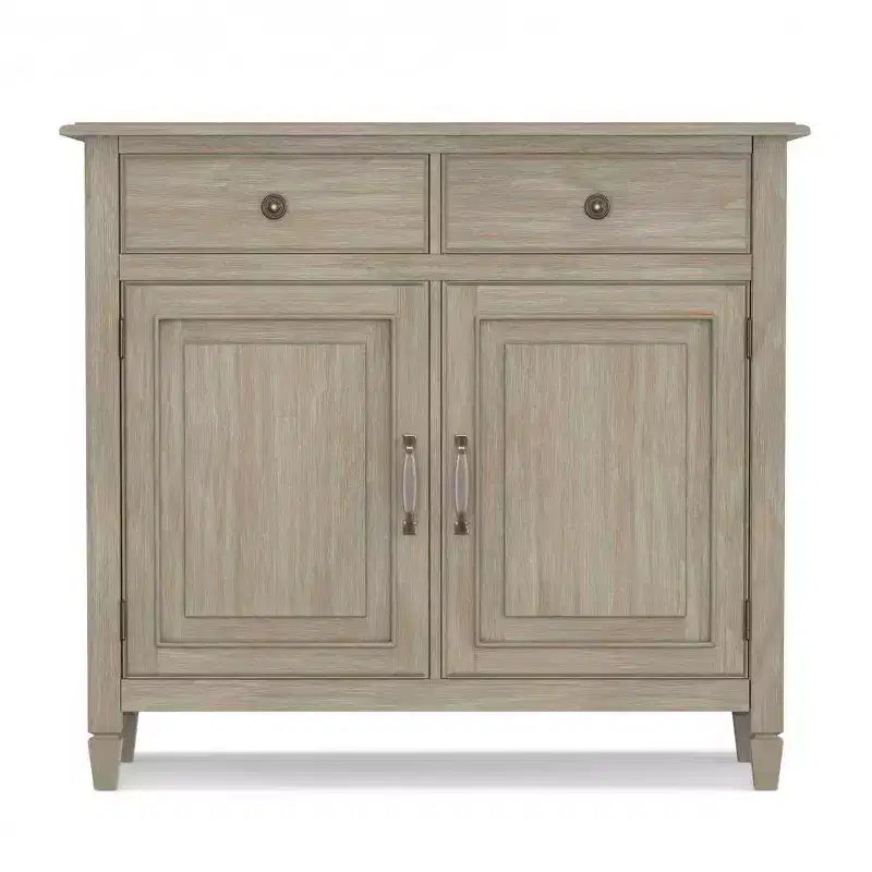 Meuble de rangement pour entrée 100 cm – Pin massif, 2 tiroirs et 2 portes, marron rustique vieilli naturel