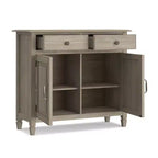 Meuble de rangement pour entrée 100 cm – Pin massif, 2 tiroirs et 2 portes, marron rustique vieilli naturel