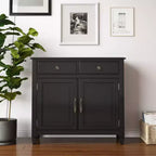 Meuble de rangement pour entrée 100 cm – Pin massif, 2 tiroirs et 2 portes, marron rustique vieilli naturel