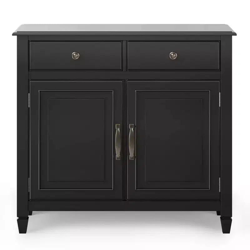 Meuble de rangement pour entrée 100 cm – Pin massif, 2 tiroirs et 2 portes, marron rustique vieilli naturel