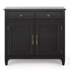 Meuble de rangement pour entrée 100 cm – Pin massif, 2 tiroirs et 2 portes, marron rustique vieilli naturel