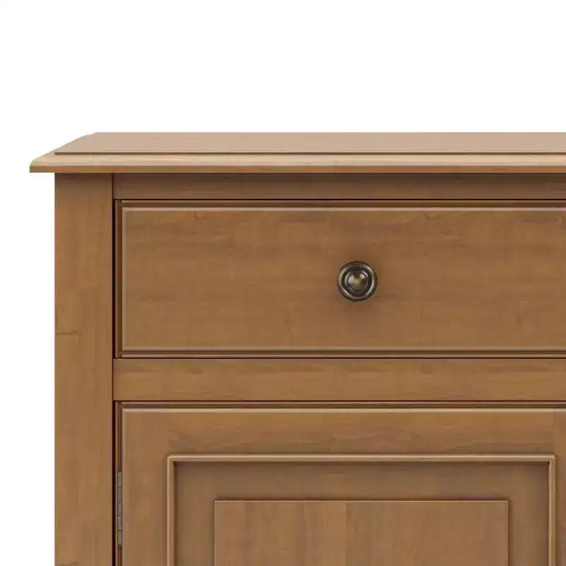 Meuble de rangement pour entrée 100 cm – Pin massif, 2 tiroirs et 2 portes, marron rustique vieilli naturel