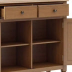 Meuble de rangement pour entrée 100 cm – Pin massif, 2 tiroirs et 2 portes, marron rustique vieilli naturel