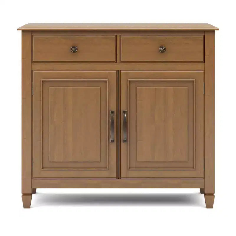 Meuble de rangement pour entrée 100 cm – Pin massif, 2 tiroirs et 2 portes, marron rustique vieilli naturel
