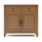 Meuble de rangement pour entrée 100 cm – Pin massif, 2 tiroirs et 2 portes, marron rustique vieilli naturel
