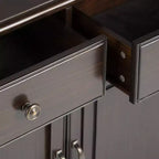 Meuble de rangement pour entrée 100 cm – Pin massif, 2 tiroirs et 2 portes, marron rustique vieilli naturel