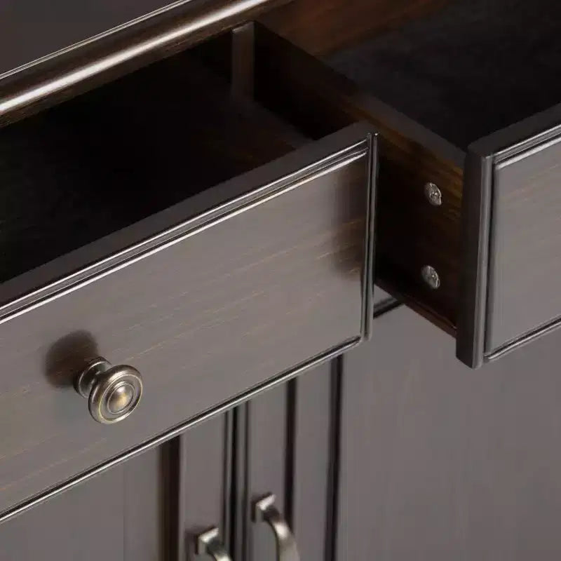 Meuble de rangement pour entrée 100 cm – Pin massif, 2 tiroirs et 2 portes, marron rustique vieilli naturel