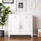 Meuble de rangement pour entrée 100 cm – Pin massif, 2 tiroirs et 2 portes, marron rustique vieilli naturel
