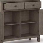 Meuble de rangement pour entrée 100 cm – Pin massif, 2 tiroirs et 2 portes, marron rustique vieilli naturel