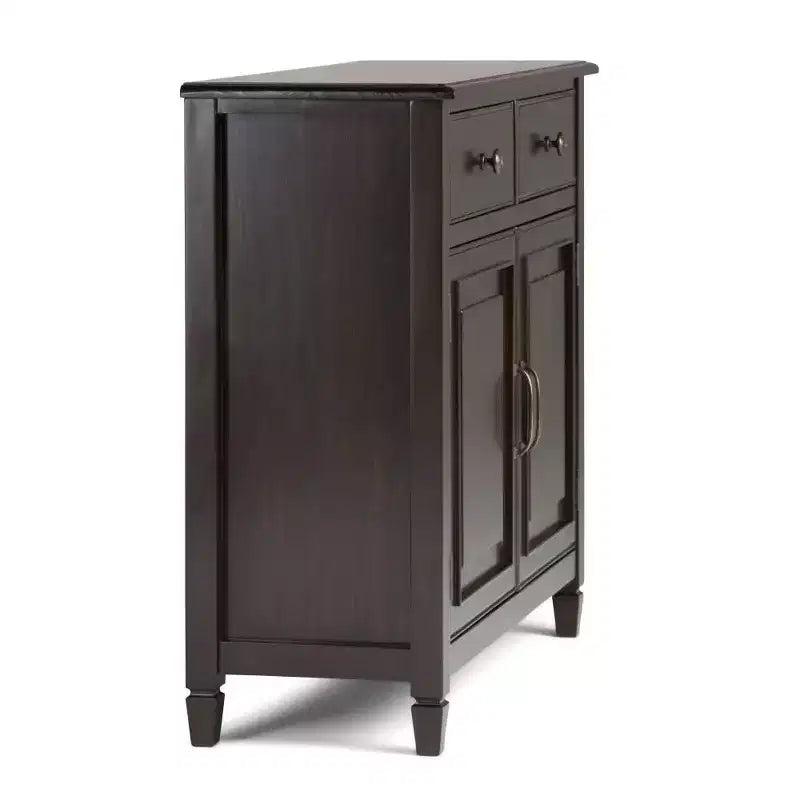 Meuble de rangement pour entrée 100 cm – Pin massif, 2 tiroirs et 2 portes, marron rustique vieilli naturel