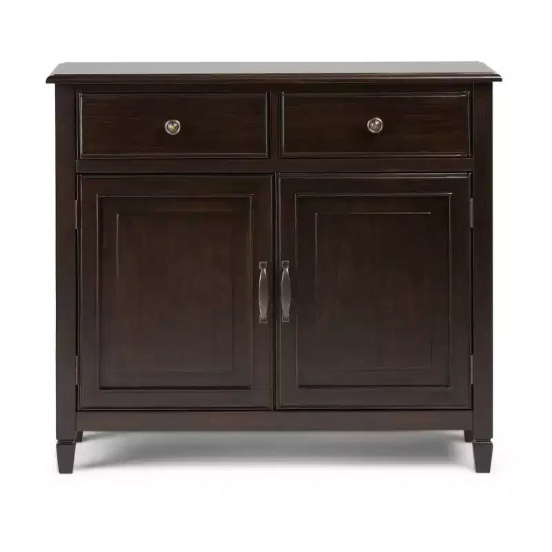 Meuble de rangement pour entrée 100 cm – Pin massif, 2 tiroirs et 2 portes, marron rustique vieilli naturel