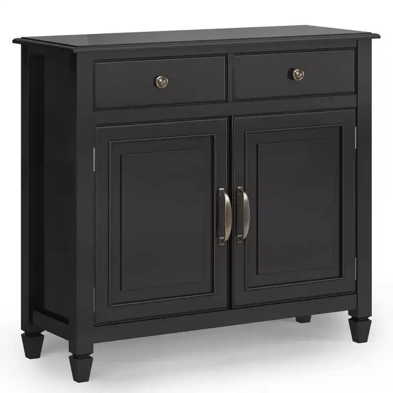 Meuble de rangement pour entrée 100 cm – Pin massif, 2 tiroirs et 2 portes, marron rustique vieilli naturel
