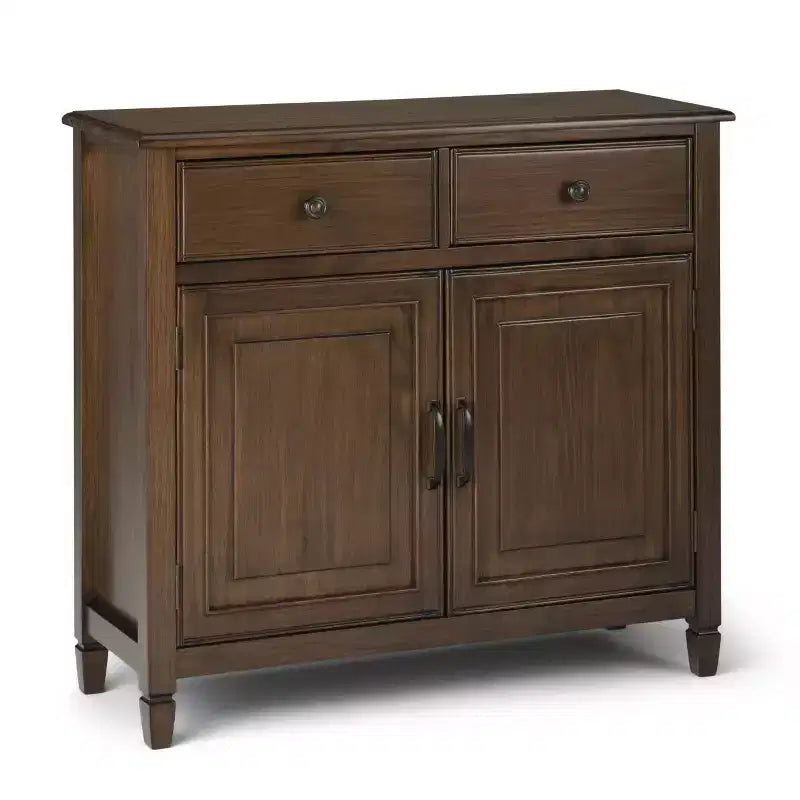 Meuble de rangement pour entrée 100 cm – Pin massif, 2 tiroirs et 2 portes, marron rustique vieilli naturel