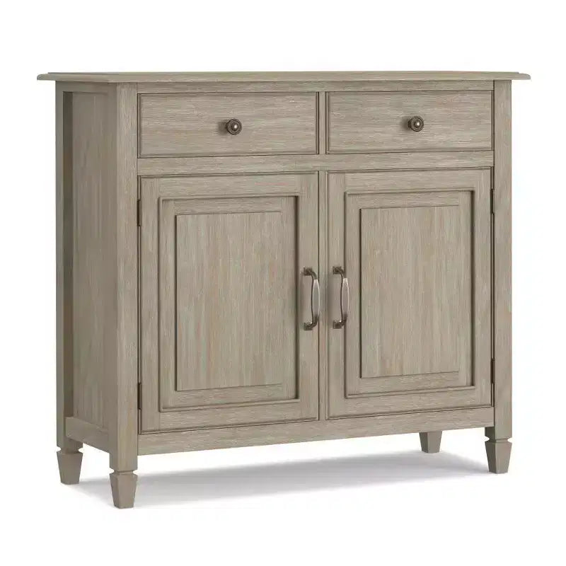 Meuble de rangement pour entrée 100 cm – Pin massif, 2 tiroirs et 2 portes, marron rustique vieilli naturel