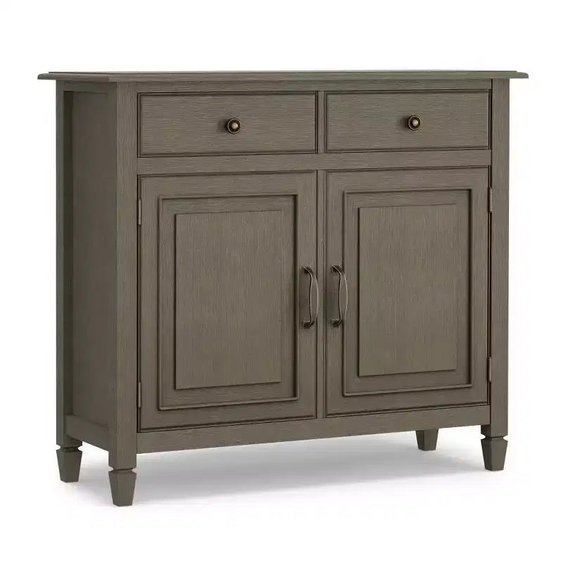 Meuble de rangement pour entrée 100 cm – Pin massif, 2 tiroirs et 2 portes, marron rustique vieilli naturel