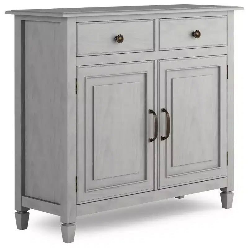 Meuble de rangement pour entrée 100 cm – Pin massif, 2 tiroirs et 2 portes, marron rustique vieilli naturel
