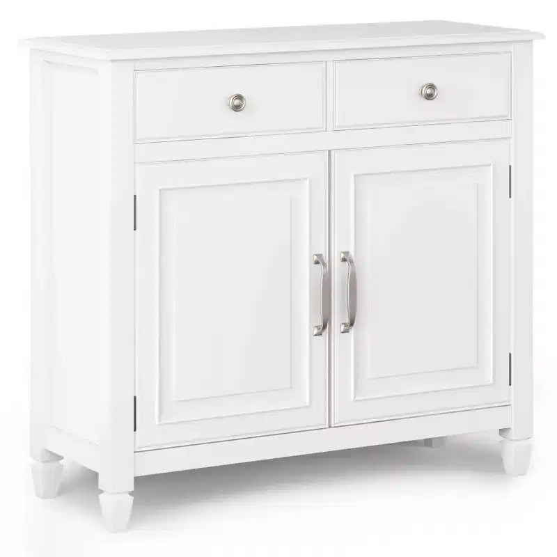 Meuble de rangement pour entrée 100 cm – Pin massif, 2 tiroirs et 2 portes, marron rustique vieilli naturel